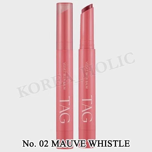 TAG Velvet Blur Lip Balm 02 Mauve Whistle – Smooth Soft Matte Lip Color New - K-Beauty Billy | Korean Skincare & Cosmetics